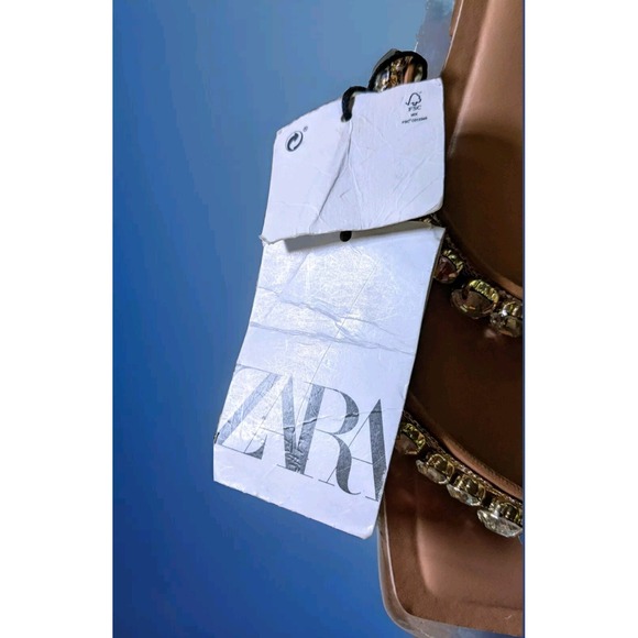 Zara Women's Sandals 6.5 Rhinestone Straps Airfit Foam Beachy Bling Resort Cute - Picture 3 of 5